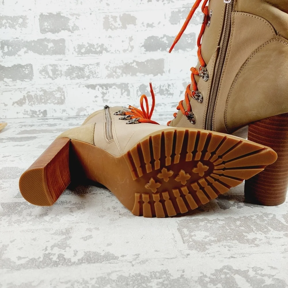 NEW Steve Madden Kare Lace-Up Boot In Sand O151 - Picture 9 of 12